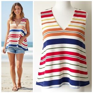 Anthropologie Postmark Monterey Colorful Striped Sleeveless Top Size Medium